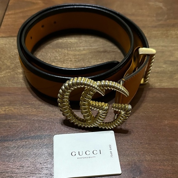 Gucci Double G Leather Tourchon Belt 'Brown' - Picture 15 of 16